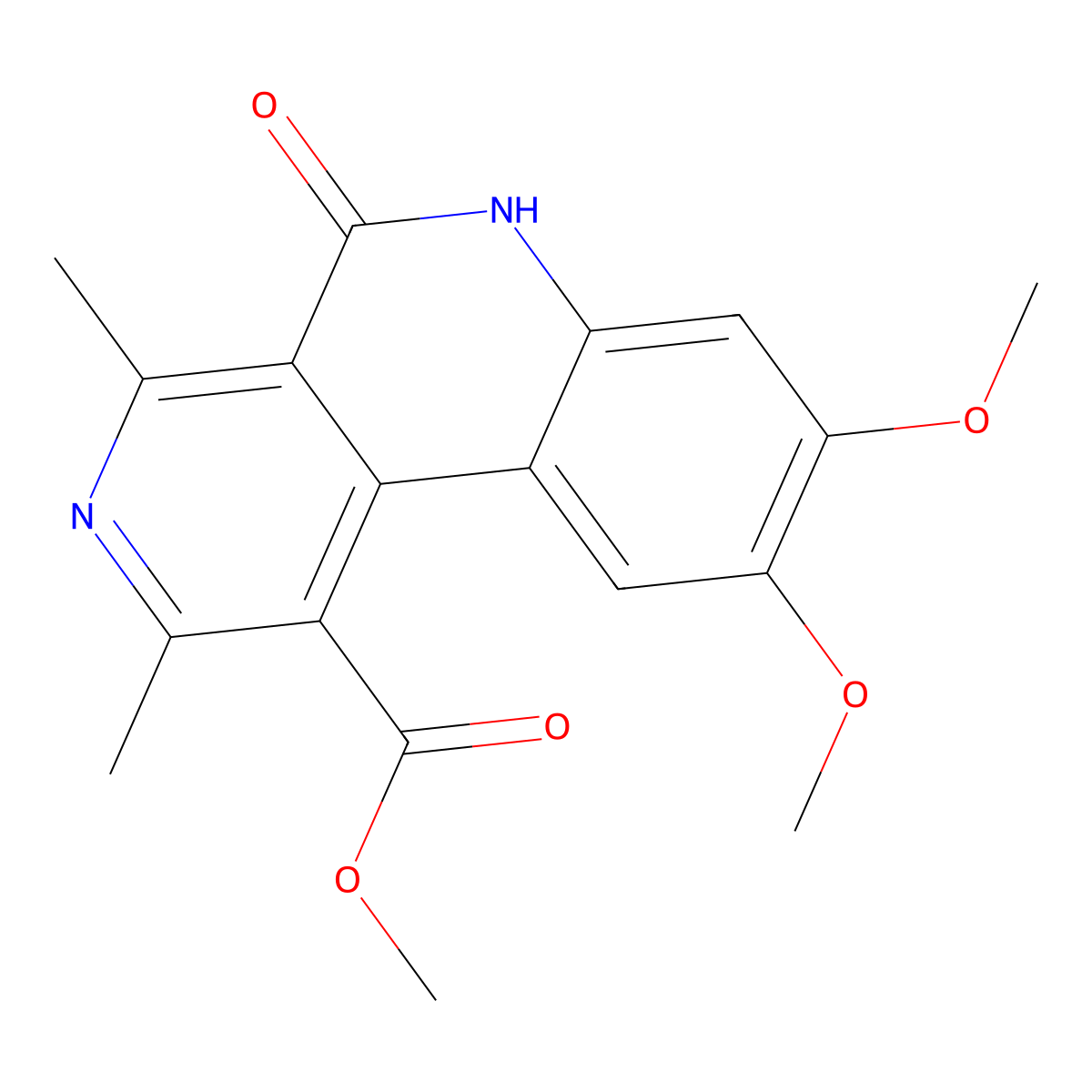 Methyl 8,9-dimethoxy-2,4-dimethyl-5-oxo-5,6-dihydrobenzo[c]-2,7-naphthyridine-1-carboxylate molecular structure, CAS 384815-57-0