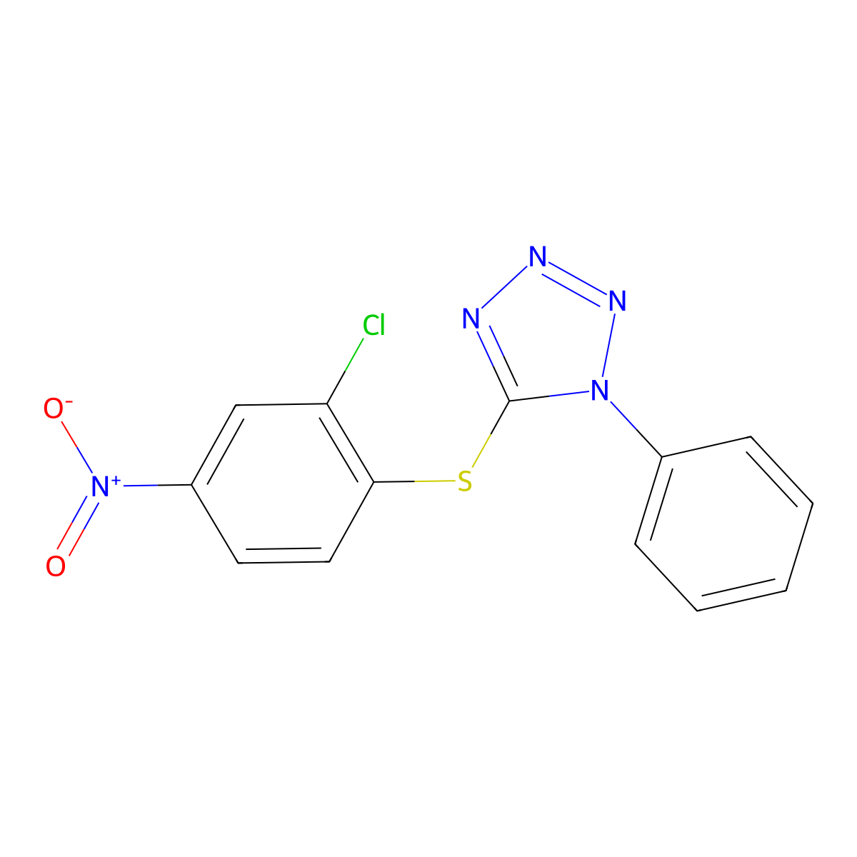 5-(2-Chloro-4-nitrophenyl)sulfanyl-1-phenyltetrazole molecular structure, CAS 384815-59-2