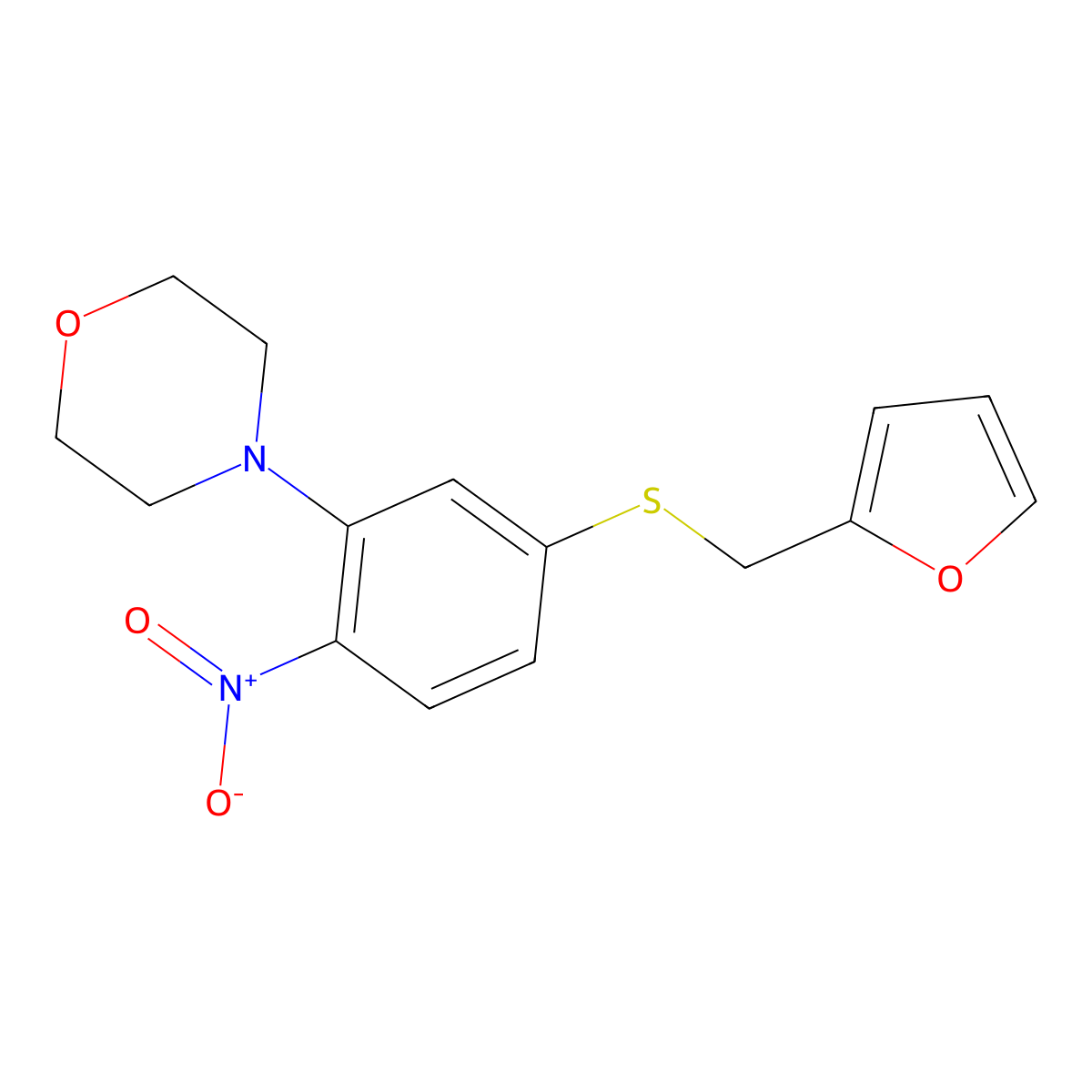 4-(5-((Furan-2-ylmethyl)thio)-2-nitrophenyl)morpholine molecular structure, CAS 384815-67-2
