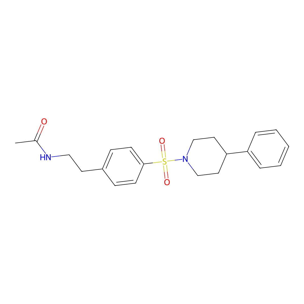 N-[2-[4-(4-phenylpiperidin-1-yl)sulfonylphenyl]ethyl]acetamide molecular structure, CAS 384815-70-7