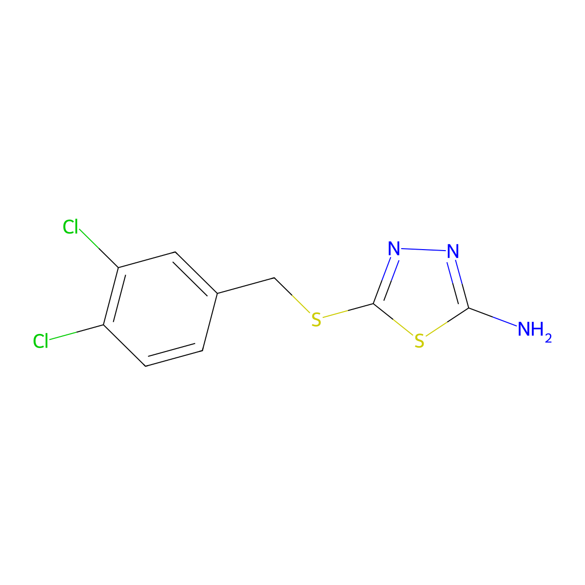 5-{[(3,4-Dichlorophenyl)methyl]sulfanyl}-1,3,4-thiadiazol-2-amine molecular structure, CAS 384816-41-5