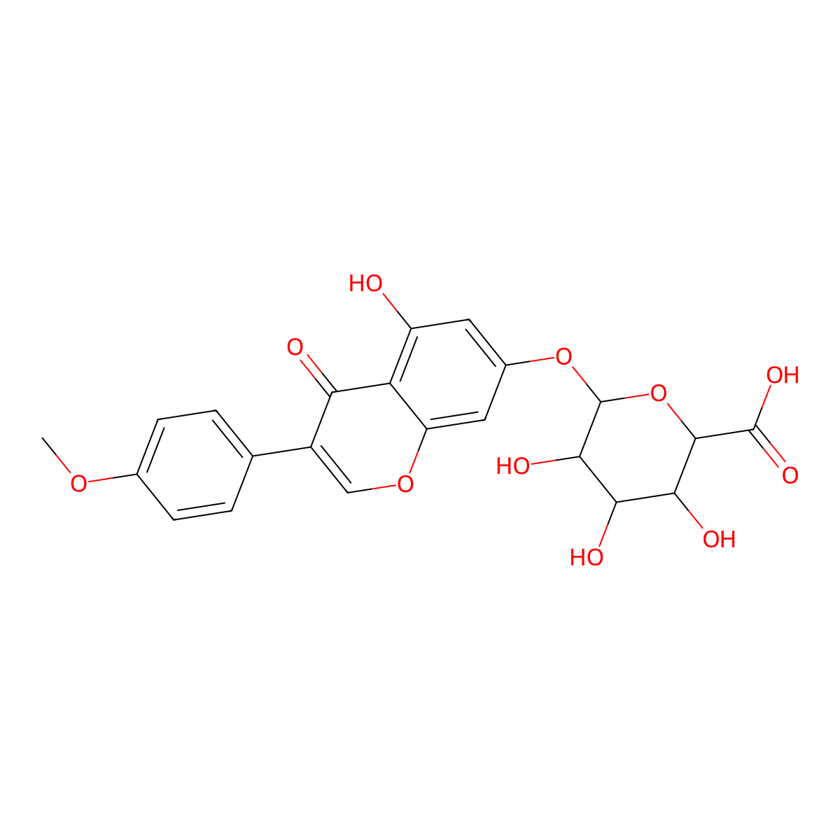 Biochanin A-7-O-beta-D-glucuronide molecular structure, CAS 38482-76-7