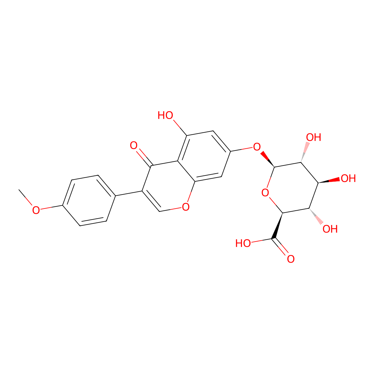 Biochanin A-7-O-beta-D-glucuronide molecular structure, CAS 38482-76-7