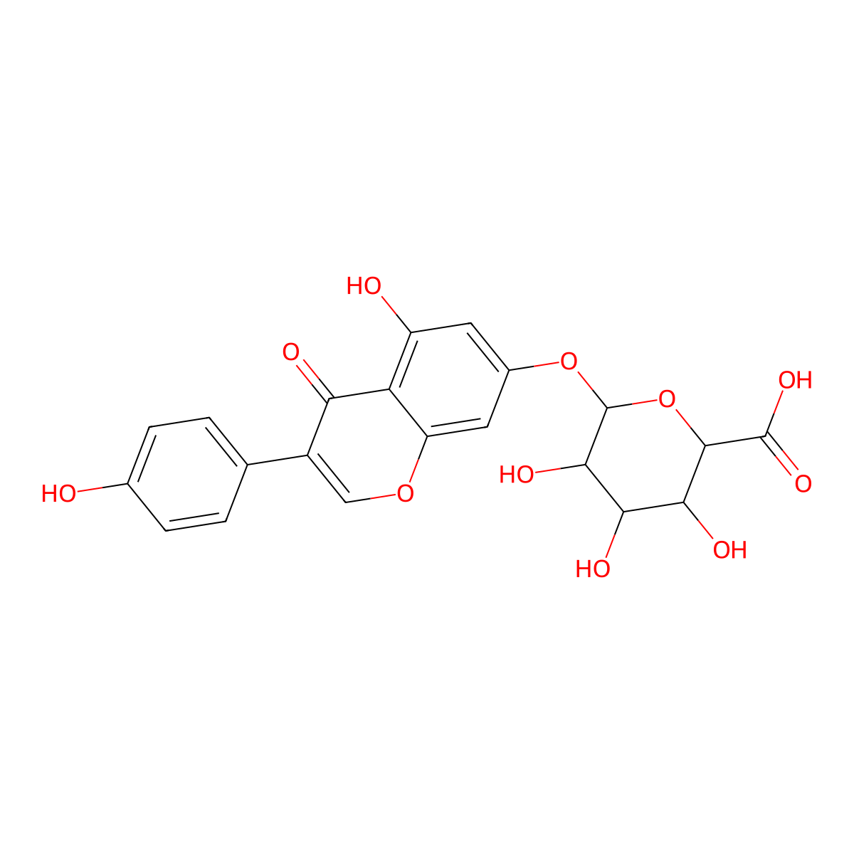 Genistein 7-O-glucuronide molecular structure, CAS 38482-81-4