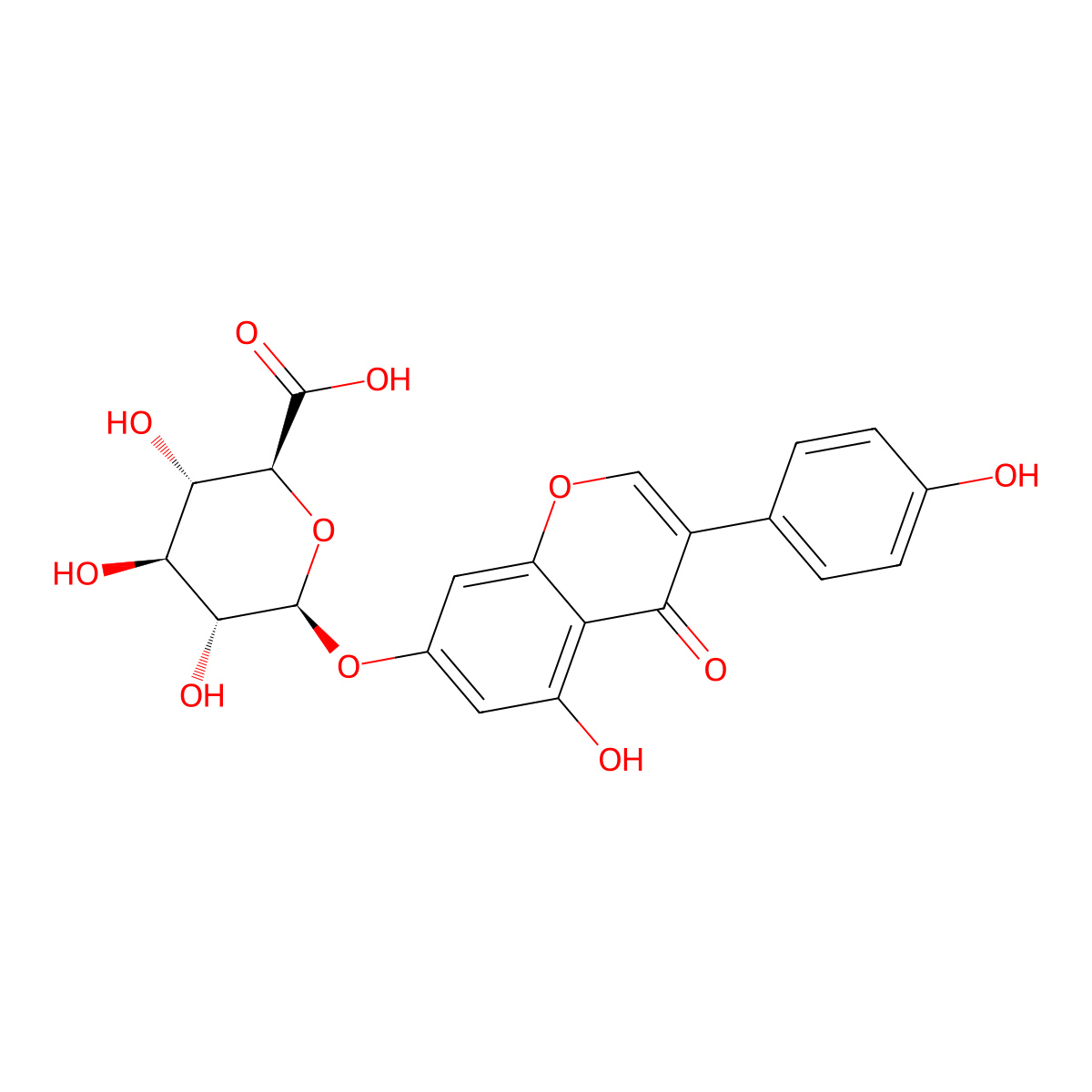 Genistein 7-O-glucuronide molecular structure, CAS 38482-81-4