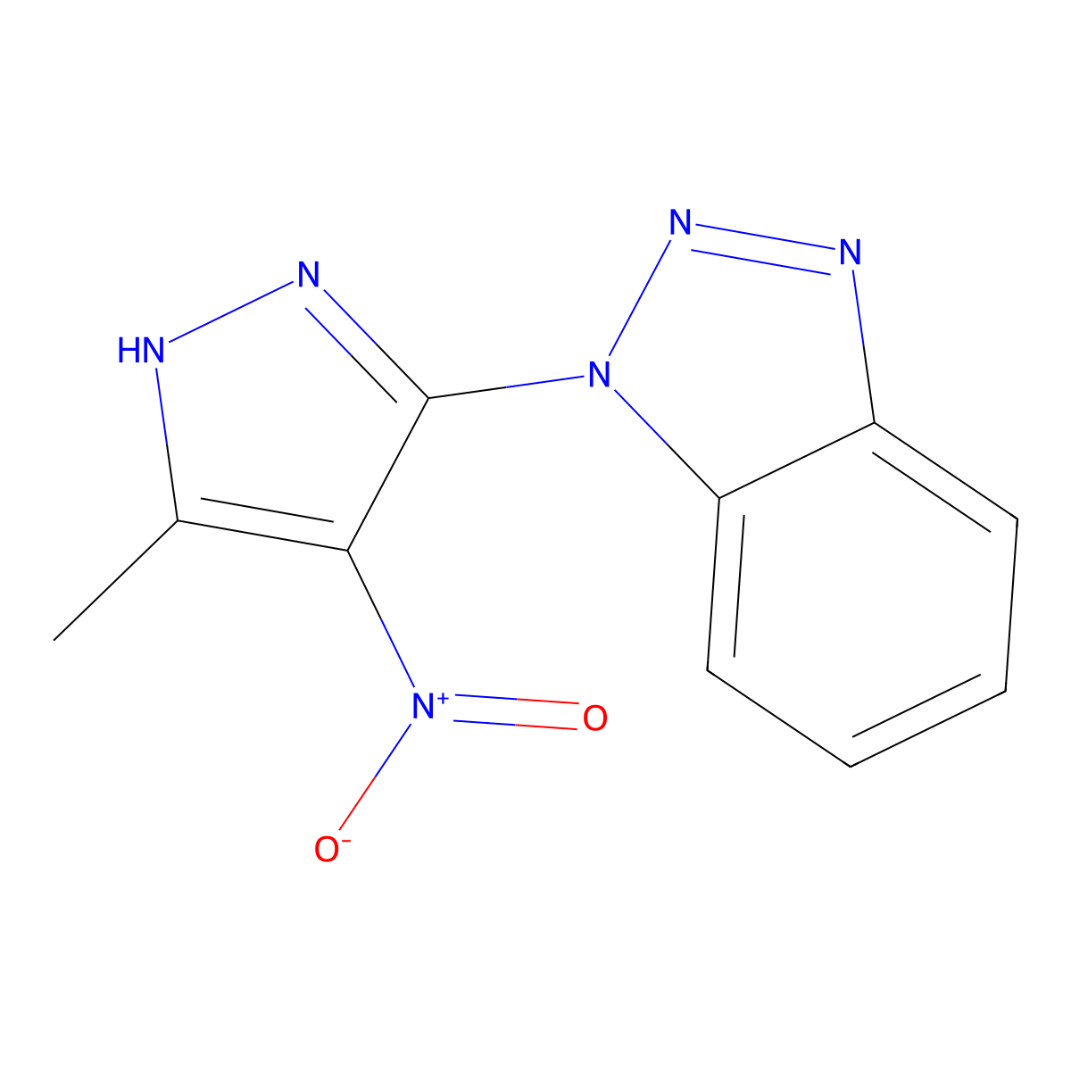 1-{4-nitro-3-methyl-1H-pyrazol-5-yl}-1H-1,2,3-benzotriazole molecular structure, CAS 384820-81-9