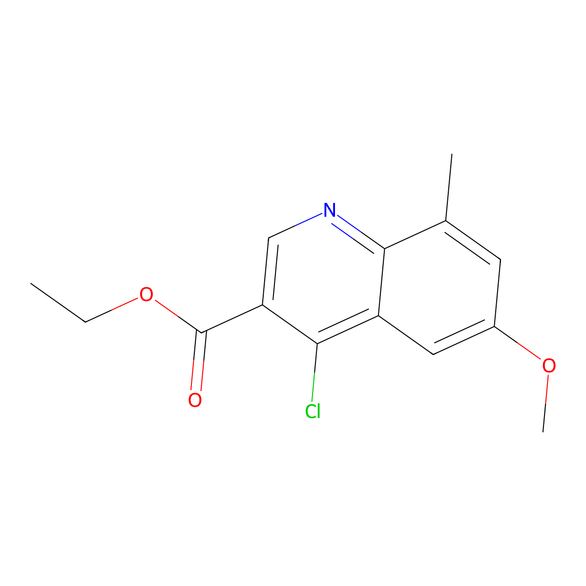 Ethyl 4-chloro-6-methoxy-8-methylquinoline-3-carboxylate molecular structure, CAS 384821-06-1