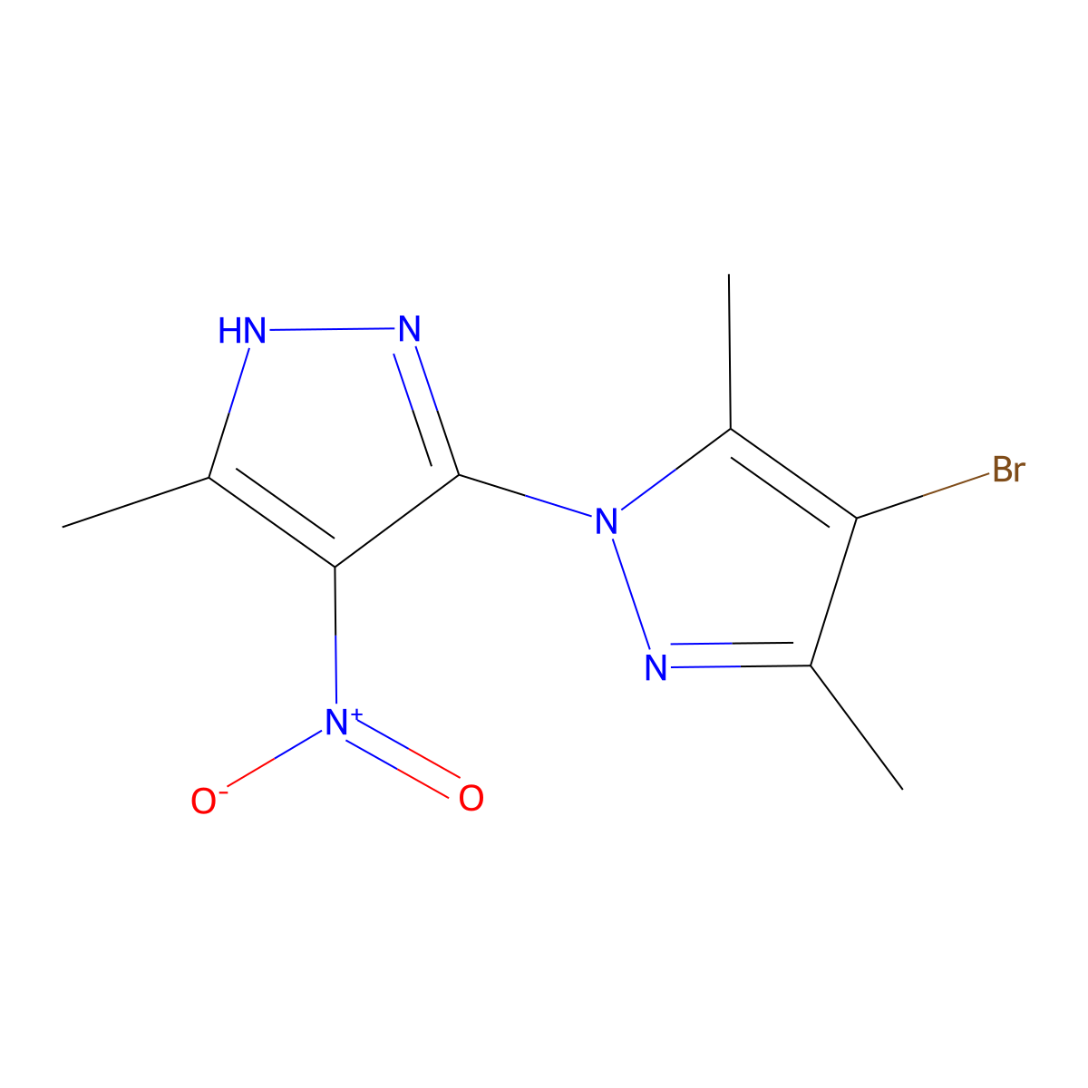 4-bromo-3,5-dimethyl-1-(5-methyl-4-nitro-1H-pyrazol-3-yl)pyrazole molecular structure, CAS 384821-32-3