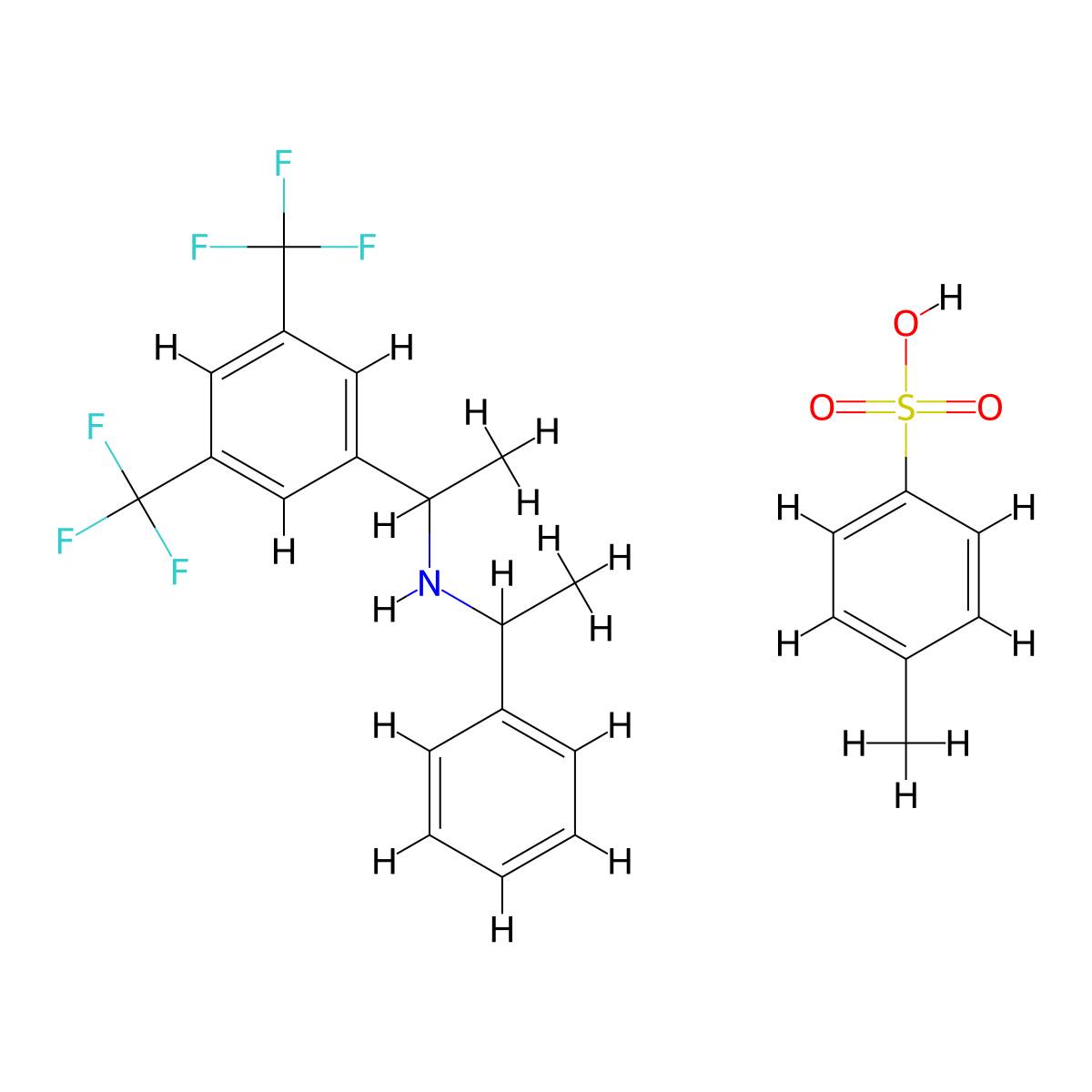 N-[1-[3,5-bis(trifluoromethyl)phenyl]ethyl]-1-phenylethanamine;4-methylbenzenesulfonic acid molecular structure, CAS 384824-42-4