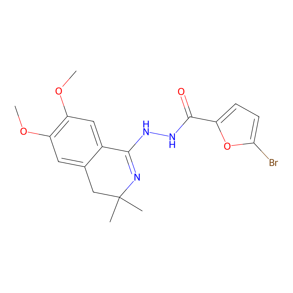 5-bromo-N'-(6,7-dimethoxy-3,3-dimethyl-4H-isoquinolin-1-yl)furan-2-carbohydrazide molecular structure, CAS 384824-59-3