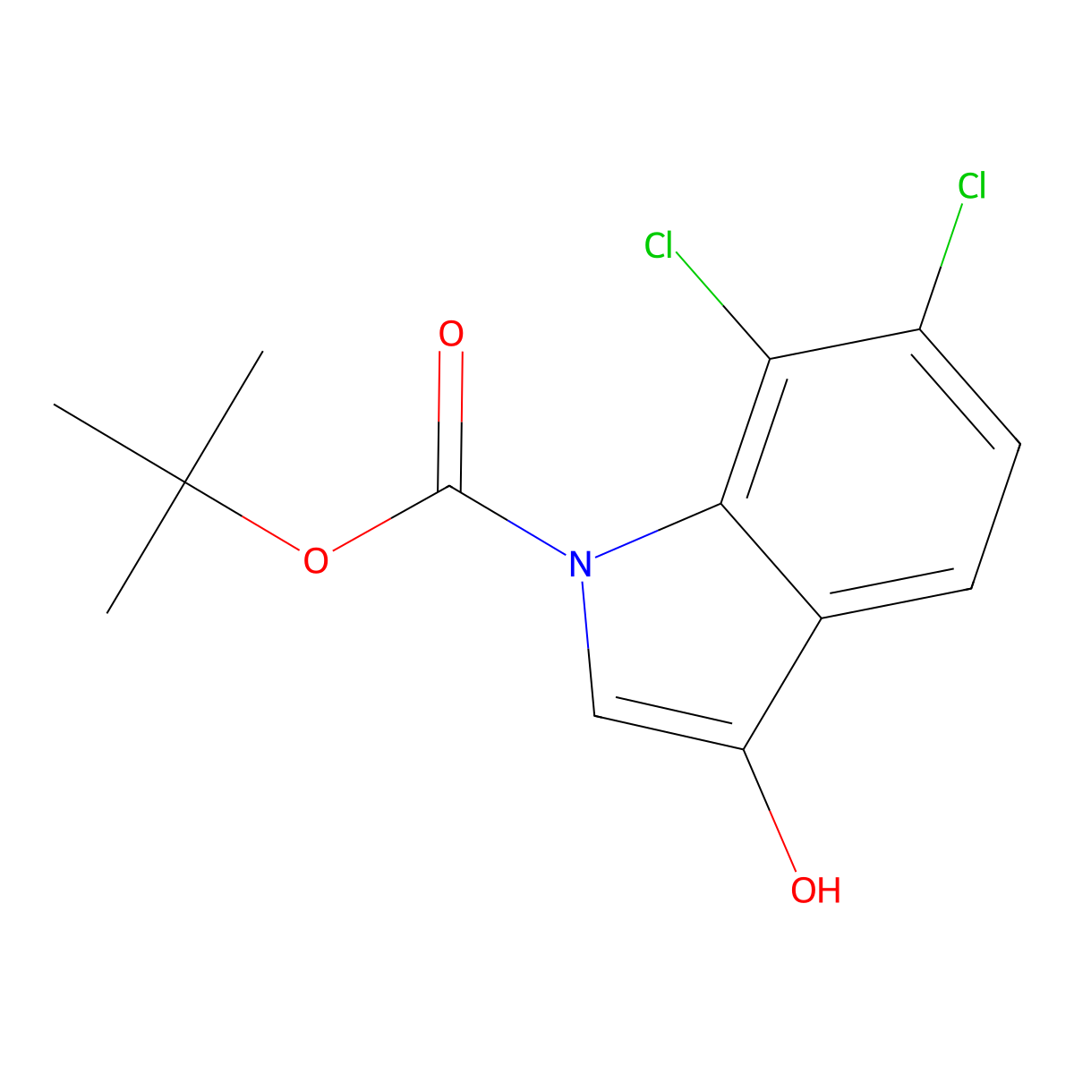 tert-Butyl 6,7-dichloro-3-hydroxy-1H-indole-1-carboxylate molecular structure, CAS 384829-02-1