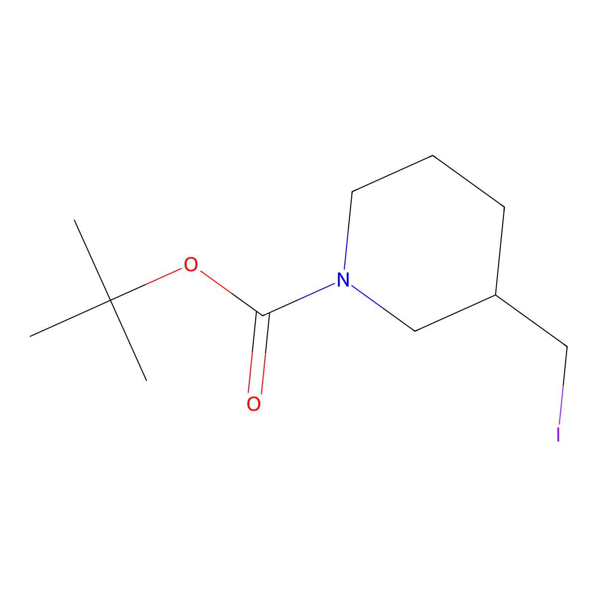 1,1-Dimethylethyl (3S)-3-(iodomethyl)-1-piperidinecarboxylate molecular structure, CAS 384829-99-6