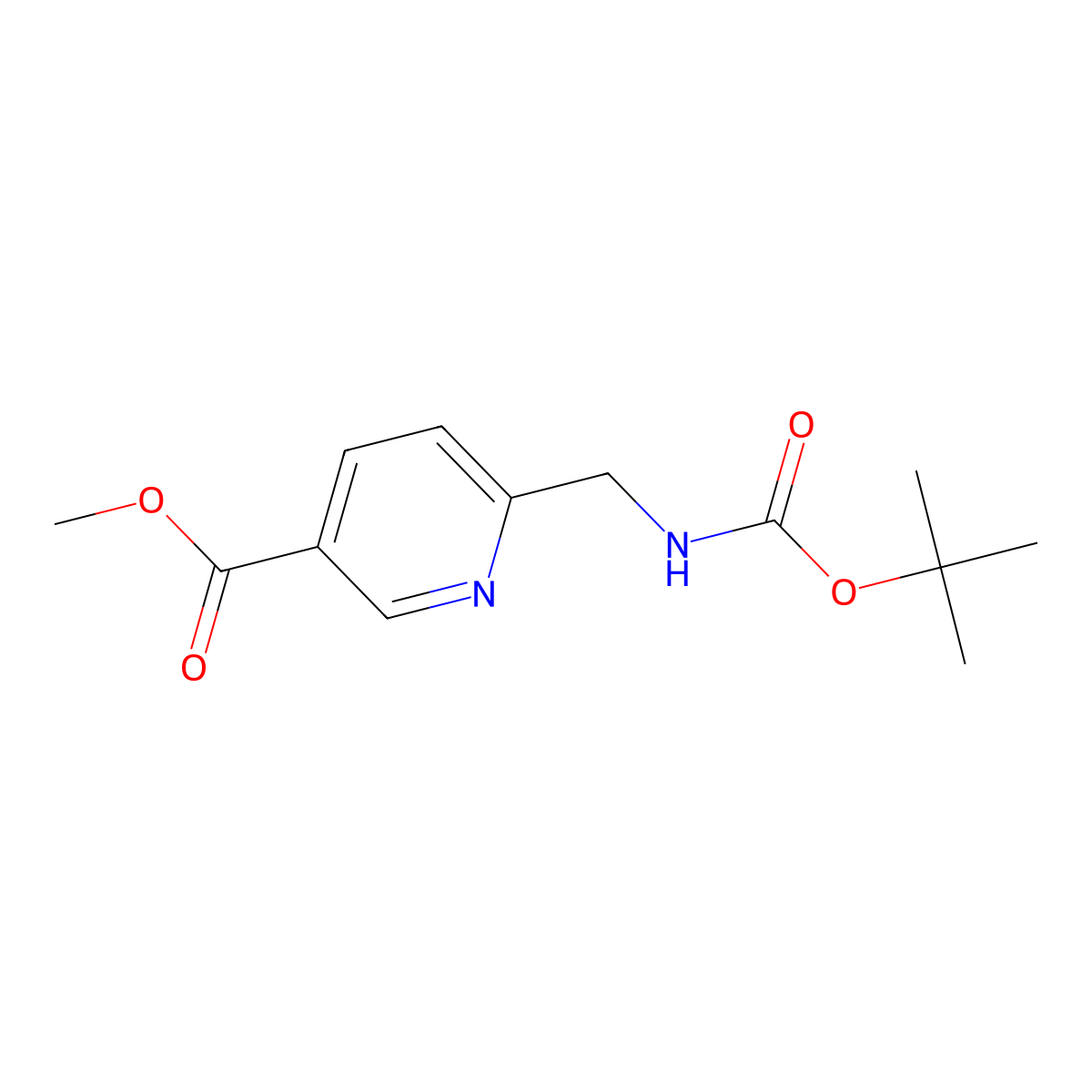 Methyl 6-(tert-butyloxycarbonylaminomethyl)nicotinate molecular structure, CAS 384831-57-6