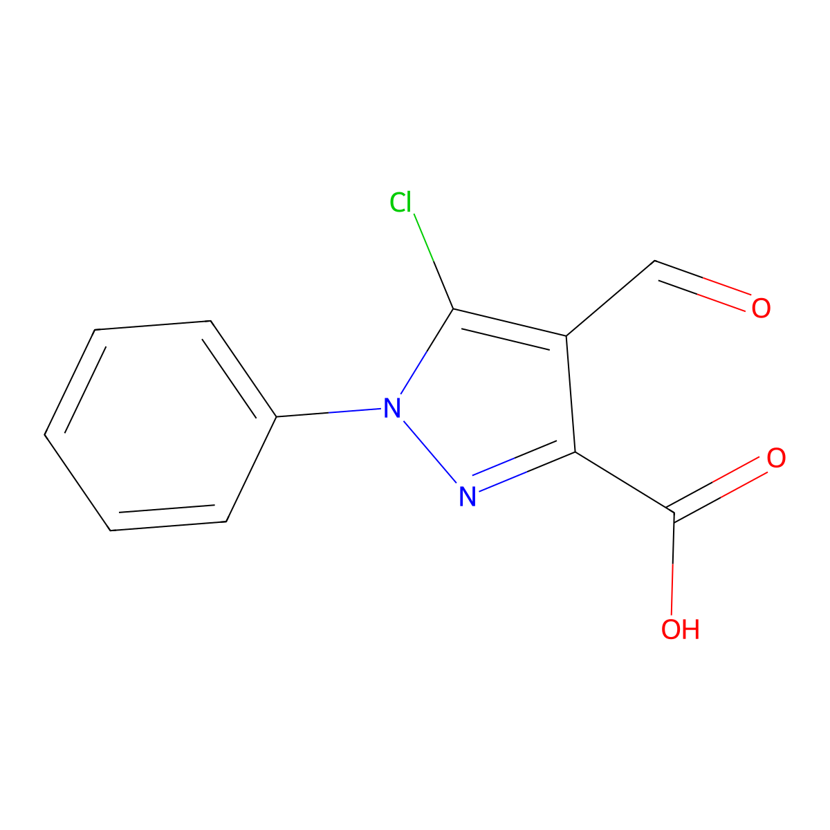 5-Chloro-4-formyl-1-phenyl-1H-pyrazole-3-carboxylic acid molecular structure, CAS 384832-62-6