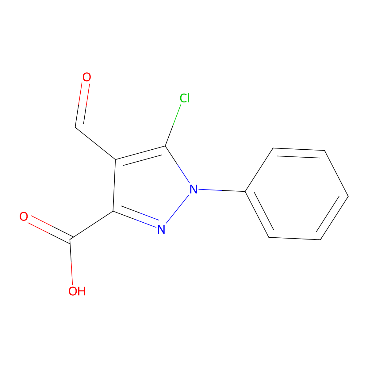 5-Chloro-4-formyl-1-phenyl-1H-pyrazole-3-carboxylic acid molecular structure, CAS 384832-62-6