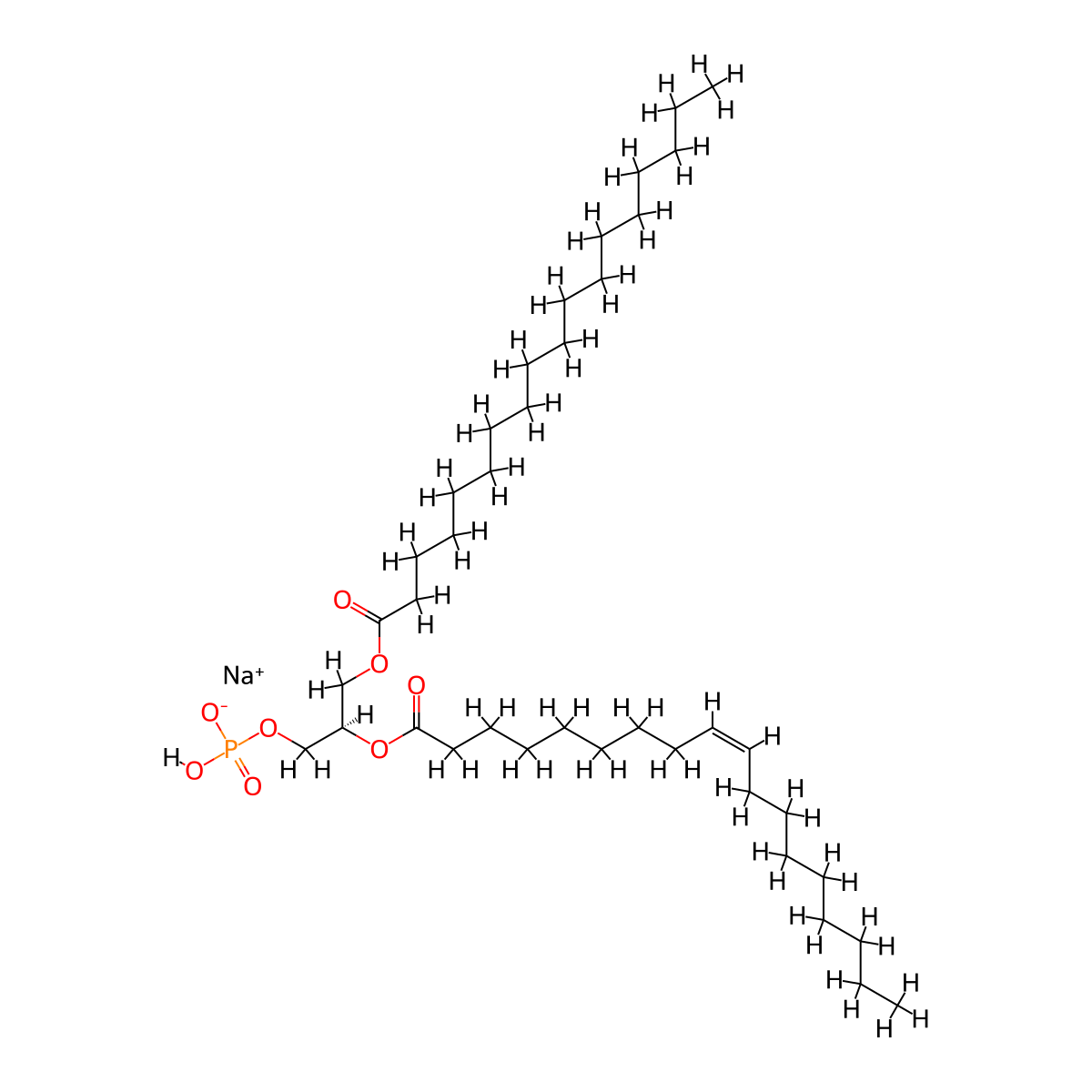 Sodium (2R)-3-(octadecanoyloxy)-2-{[(9Z)-octadec-9-enoyl]oxy}propyl hydrogen phosphate molecular structure, CAS 384833-24-3