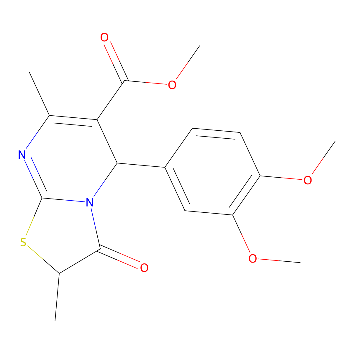 Methyl 5-(3,4-dimethoxyphenyl)-2,7-dimethyl-3-oxo-2,3-dihydro-5H-[1,3]thiazolo[3,2-A]pyrimidine-6-carboxylate molecular structure, CAS 384845-27-6