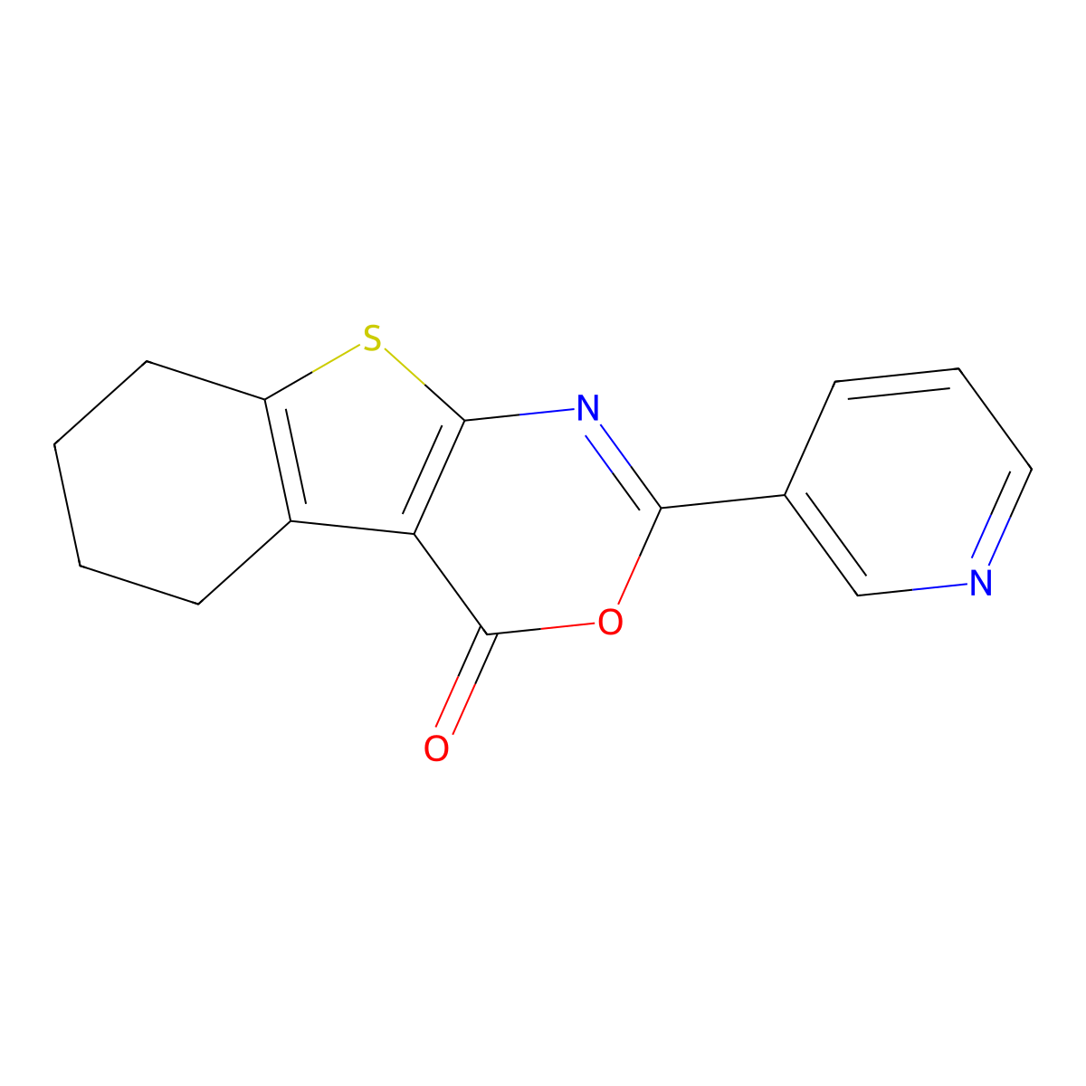 5-(Pyridin-3-yl)-4-oxa-8-thia-6-azatricyclo[7.4.0.0,2,7]trideca-1(9),2(7),5-trien-3-one molecular structure, CAS 384845-28-7