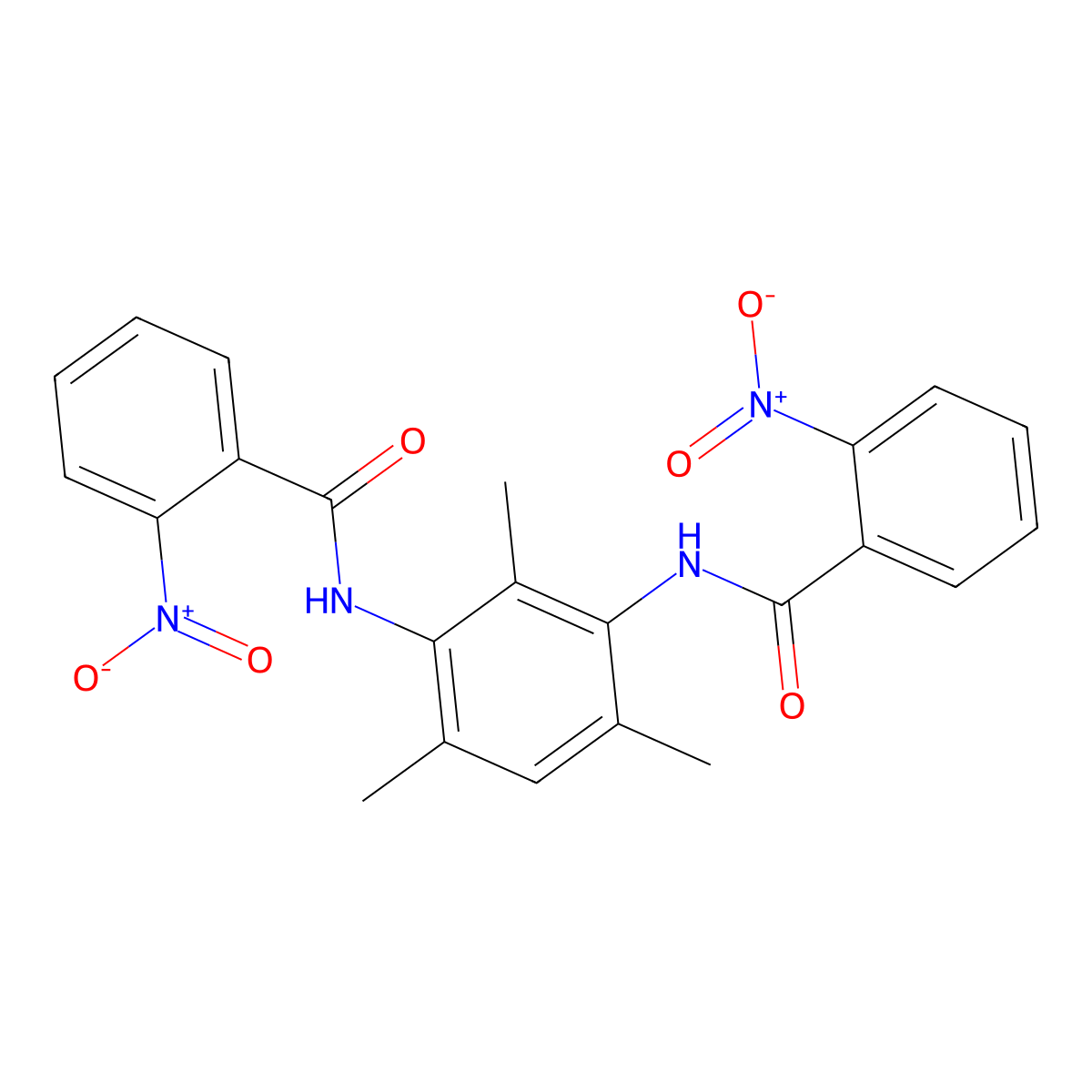 2-nitro-N-[2,4,6-trimethyl-3-[(2-nitrobenzoyl)amino]phenyl]benzamide molecular structure, CAS 384845-56-1