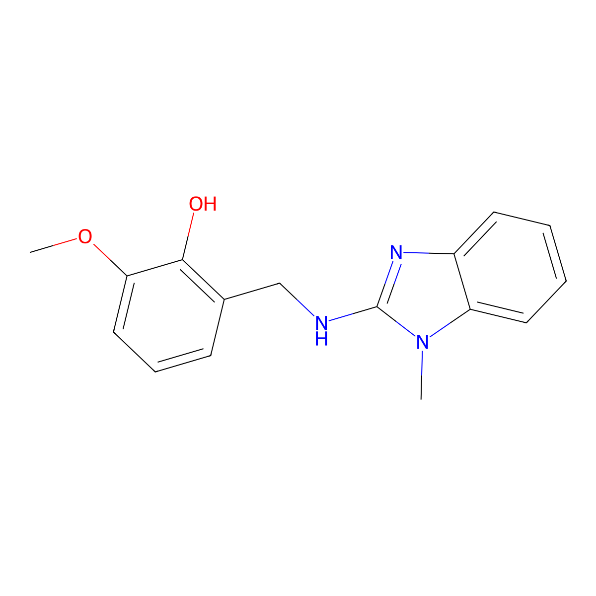 2-Methoxy-6-[[(1-methylbenzimidazol-2-yl)amino]methyl]phenol molecular structure, CAS 384847-24-9