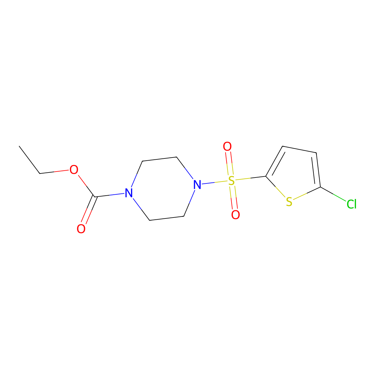 Ethyl 4-[(5-chlorothiophen-2-yl)sulfonyl]piperazine-1-carboxylate molecular structure, CAS 384847-74-9