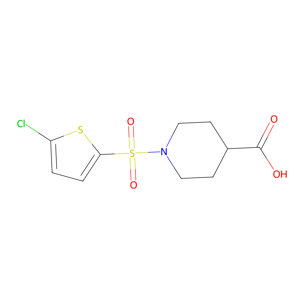 1-((5-Chlorothiophen-2-yl)sulfonyl)piperidine-4-carboxylic acid molecular structure, CAS 384847-76-1