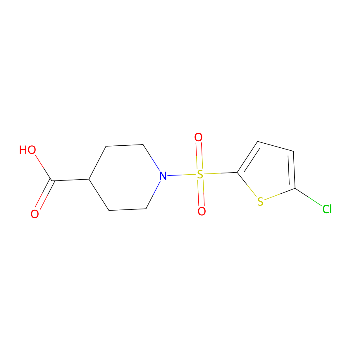 1-((5-Chlorothiophen-2-yl)sulfonyl)piperidine-4-carboxylic acid molecular structure, CAS 384847-76-1