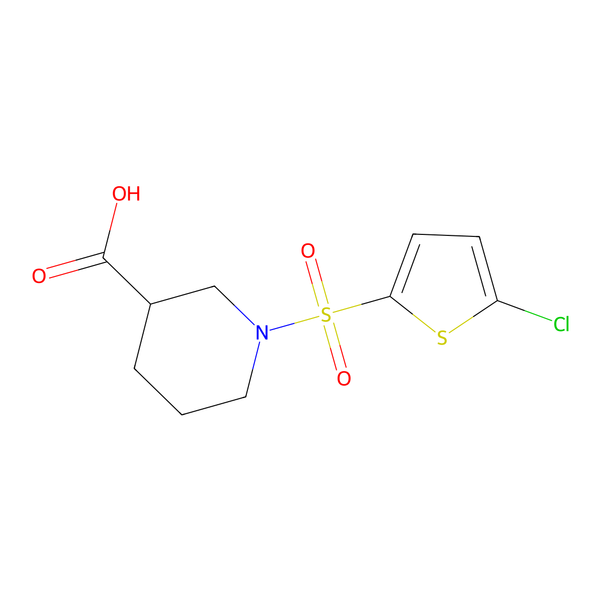 1-[(5-Chloro-2-thienyl)sulfonyl]piperidine-3-carboxylic acid molecular structure, CAS 384847-77-2