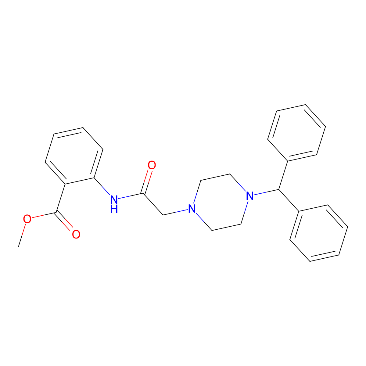 Methyl 2-(2-(4-benzhydrylpiperazin-1-yl)acetamido)benzoate molecular structure, CAS 384848-62-8