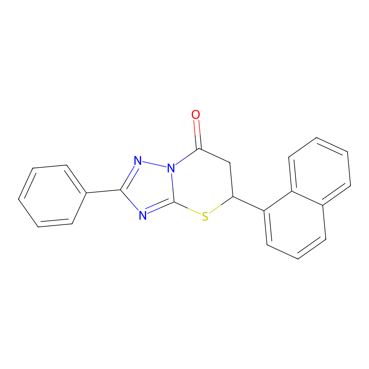 5-(1-naphthyl)-2-phenyl-5,6-dihydro-7H-[1,2,4]triazolo[5,1-b][1,3]thiazin-7-one molecular structure, CAS 384849-38-1