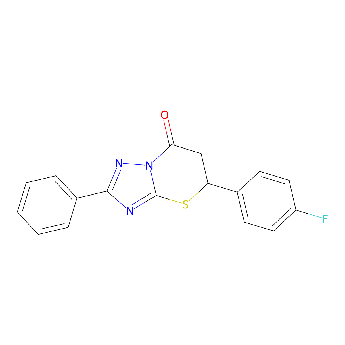 5-(4-fluorophenyl)-2-phenyl-5,6-dihydro-7H-[1,2,4]triazolo[5,1-b][1,3]thiazin-7-one molecular structure, CAS 384849-39-2
