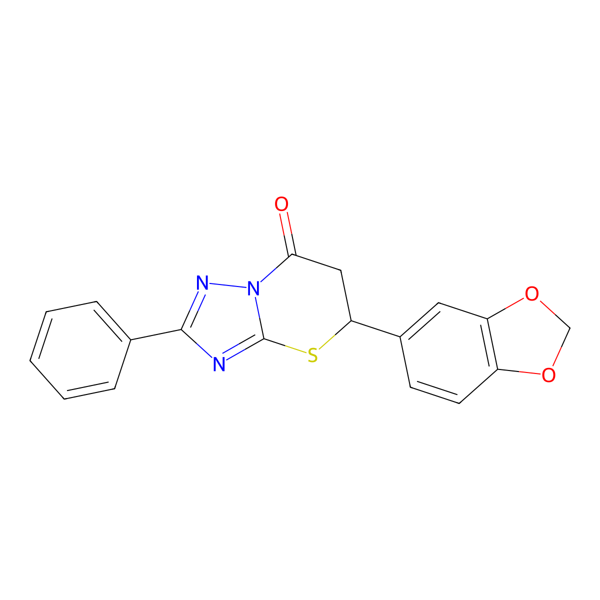 5-(1,3-benzodioxol-5-yl)-2-phenyl-5,6-dihydro-7H-[1,2,4]triazolo[5,1-b][1,3]thiazin-7-one molecular structure, CAS 384849-40-5