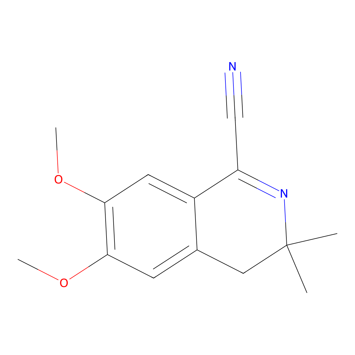 1-Isoquinolinecarbonitrile, 3,4-dihydro-6,7-dimethoxy-3,3-dimethyl- molecular structure, CAS 384854-93-7