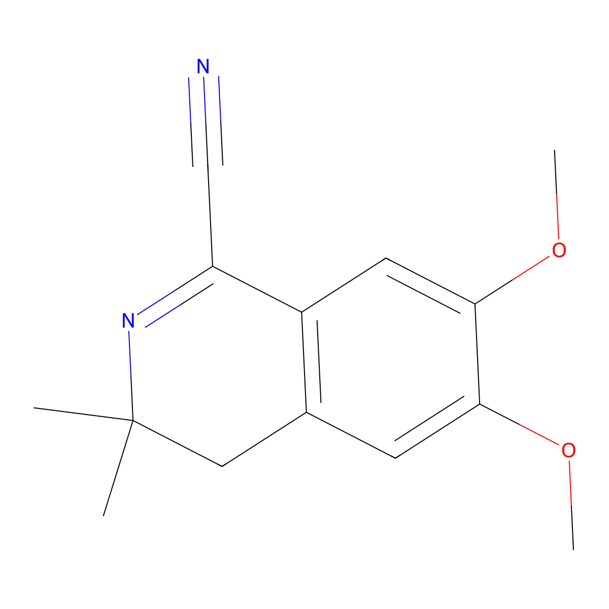 1-Isoquinolinecarbonitrile, 3,4-dihydro-6,7-dimethoxy-3,3-dimethyl- molecular structure, CAS 384854-93-7