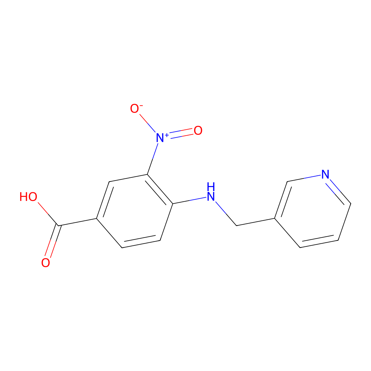 3-Nitro-4-[(3-pyridinylmethyl)amino]benzoic acid molecular structure, CAS 384855-46-3