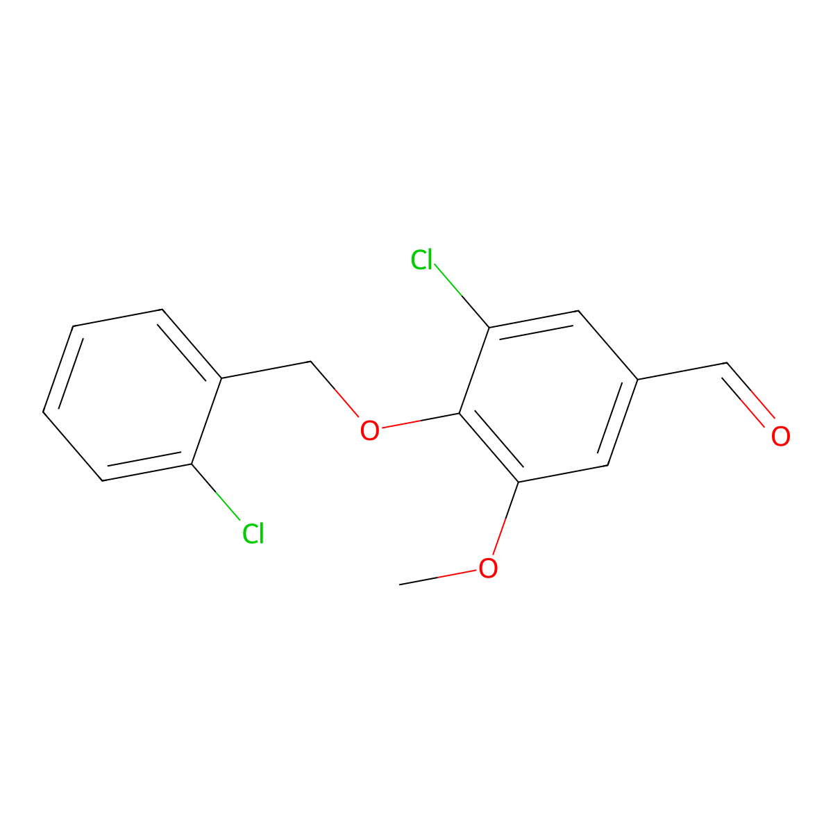 3-Chloro-4-[(2-chlorophenyl)methoxy]-5-methoxybenzaldehyde molecular structure, CAS 384857-00-5