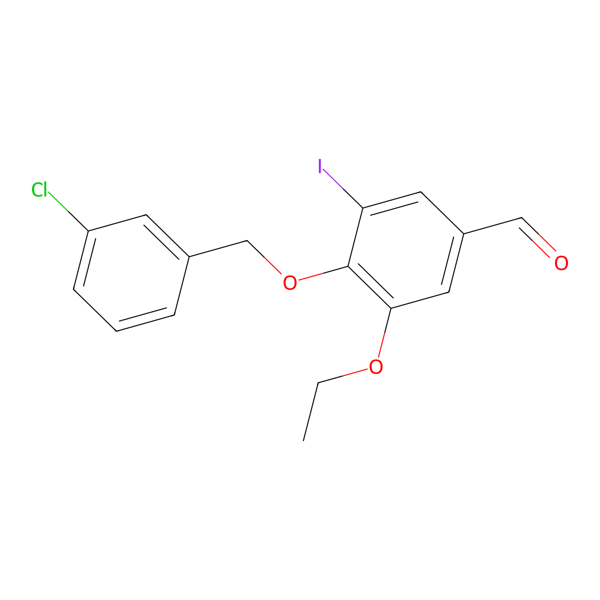 4-[(3-Chlorophenyl)methoxy]-3-ethoxy-5-iodobenzaldehyde molecular structure, CAS 384857-02-7