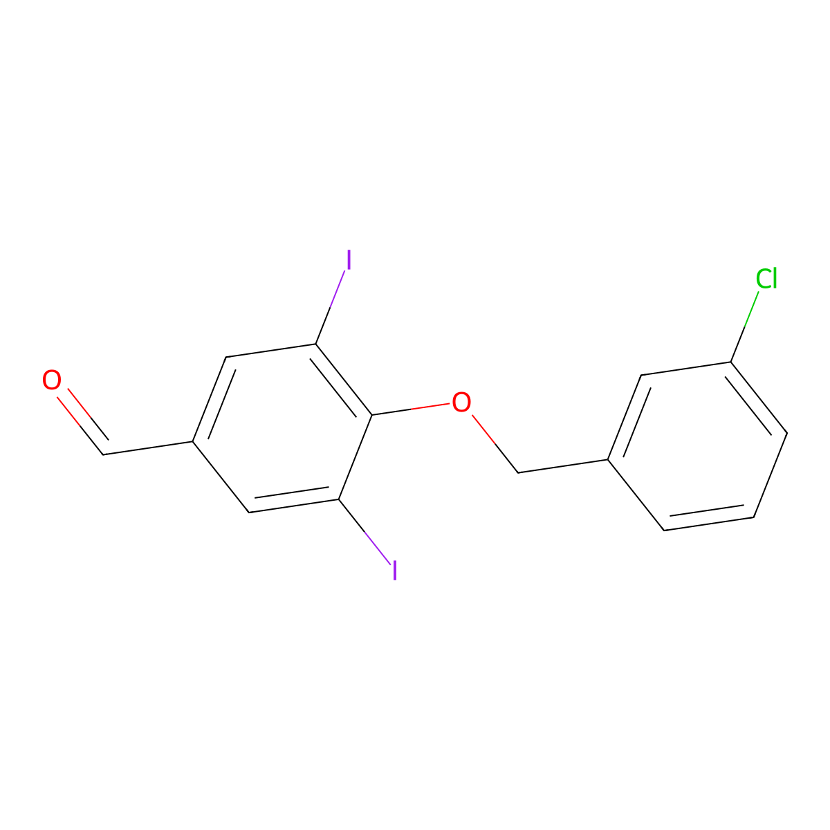 4-[(3-Chlorobenzyl)oxy]-3,5-diiodobenzaldehyde molecular structure, CAS 384857-04-9