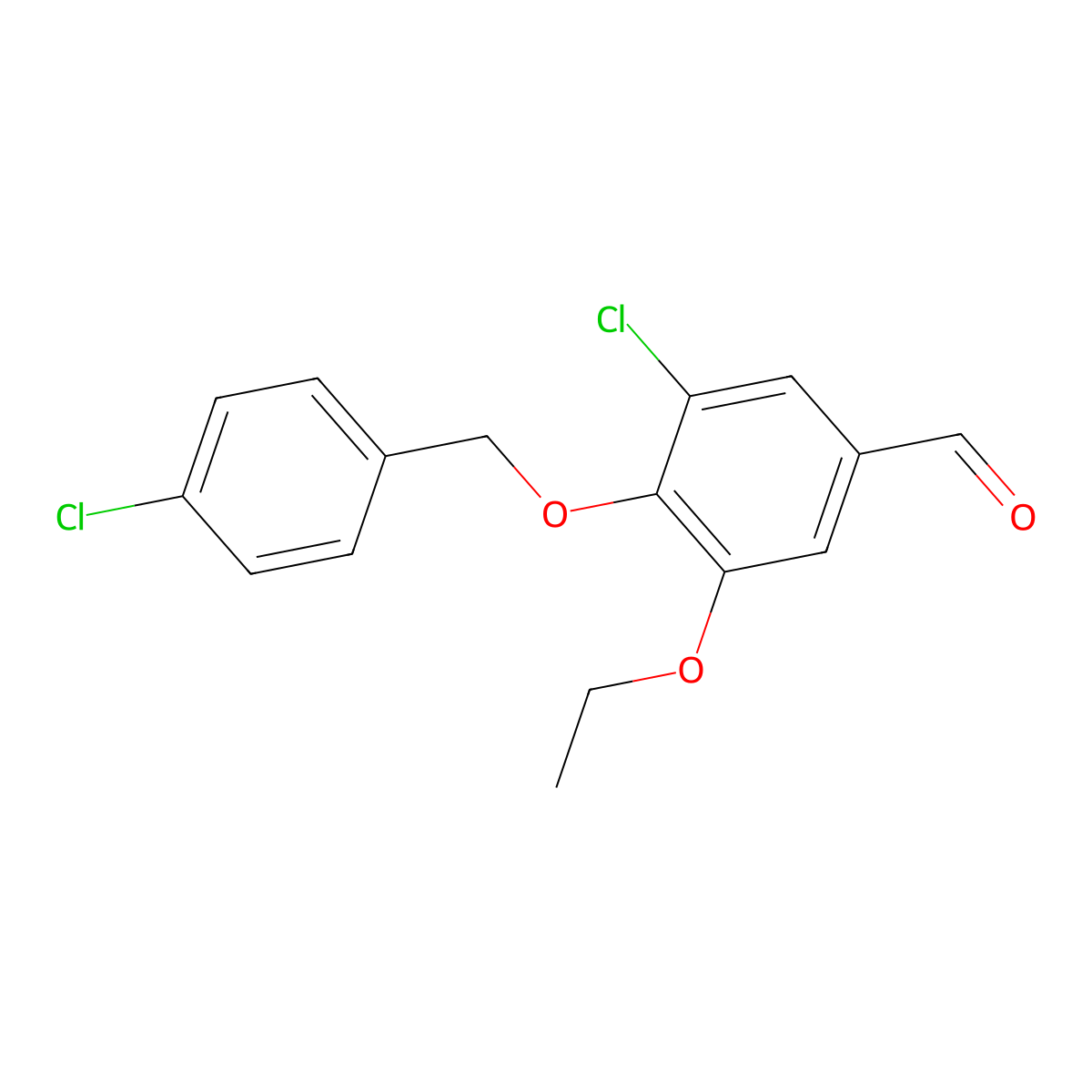 3-Chloro-4-[(4-chlorobenzyl)oxy]-5-ethoxybenzaldehyde molecular structure, CAS 384857-10-7