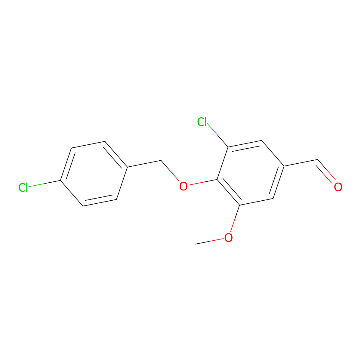 3-Chloro-4-[(4-chlorobenzyl)oxy]-5-methoxybenzaldehyde molecular structure, CAS 384857-12-9