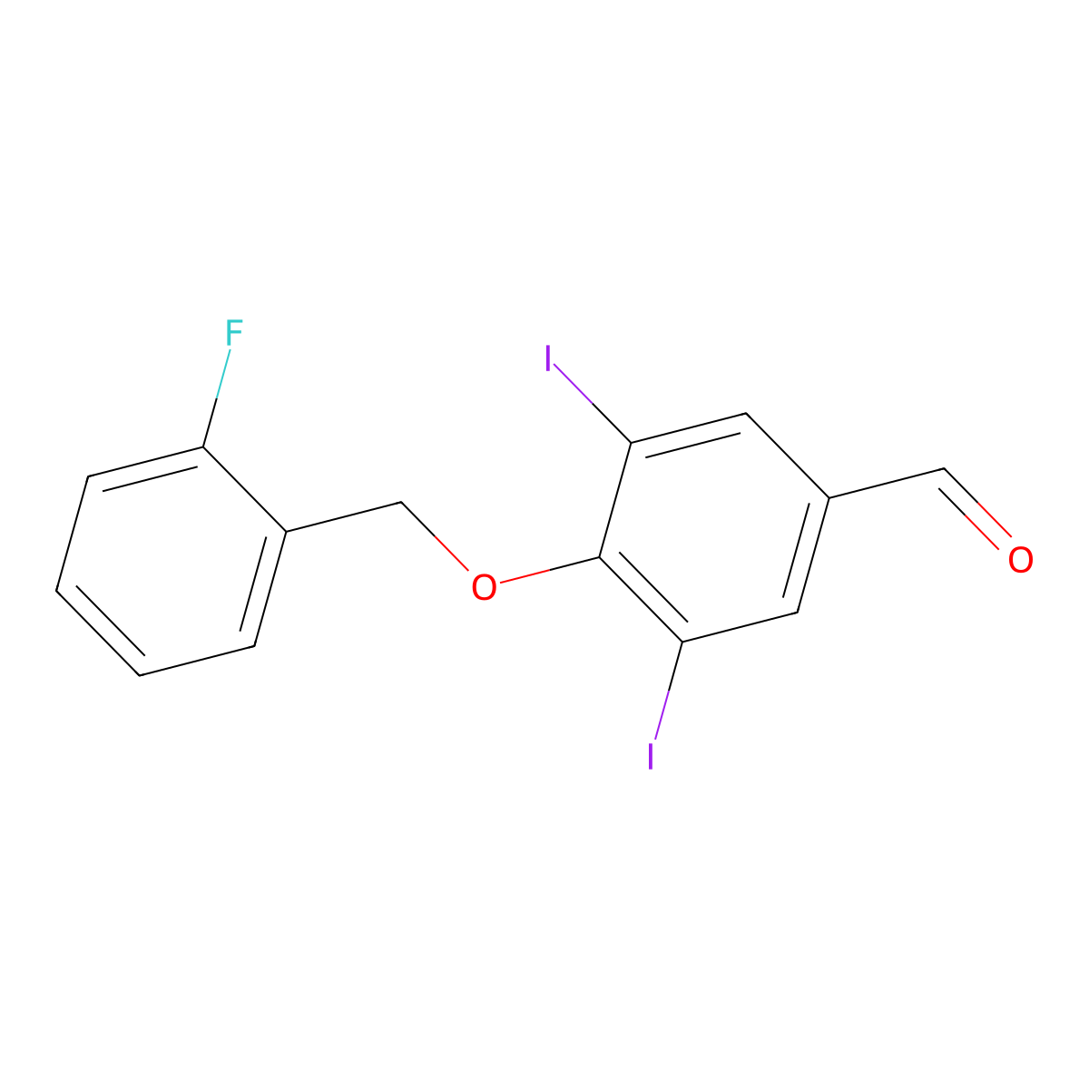 4-[(2-Fluorobenzyl)oxy]-3,5-diiodobenzaldehyde molecular structure, CAS 384857-18-5