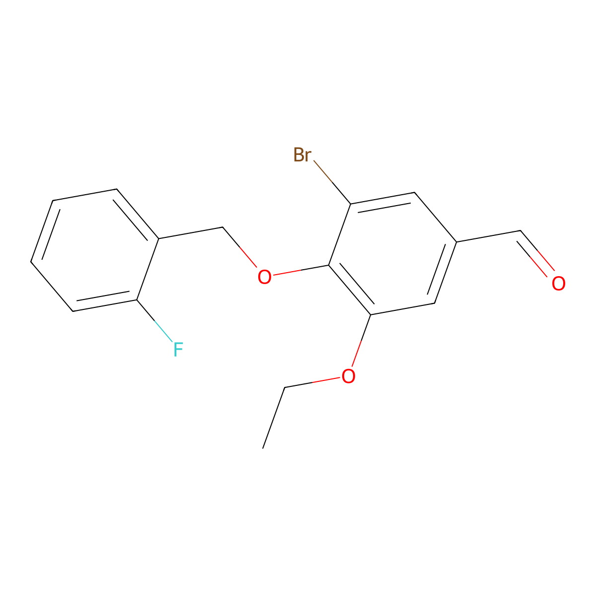 Benzaldehyde, 3-bromo-5-ethoxy-4-((2-fluorophenyl)methoxy)- molecular structure, CAS 384857-24-3