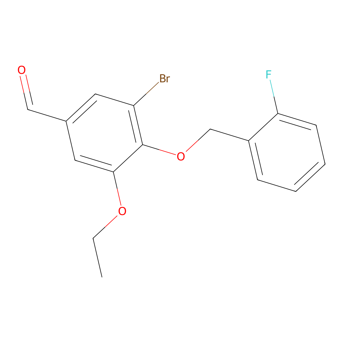 Benzaldehyde, 3-bromo-5-ethoxy-4-((2-fluorophenyl)methoxy)- molecular structure, CAS 384857-24-3