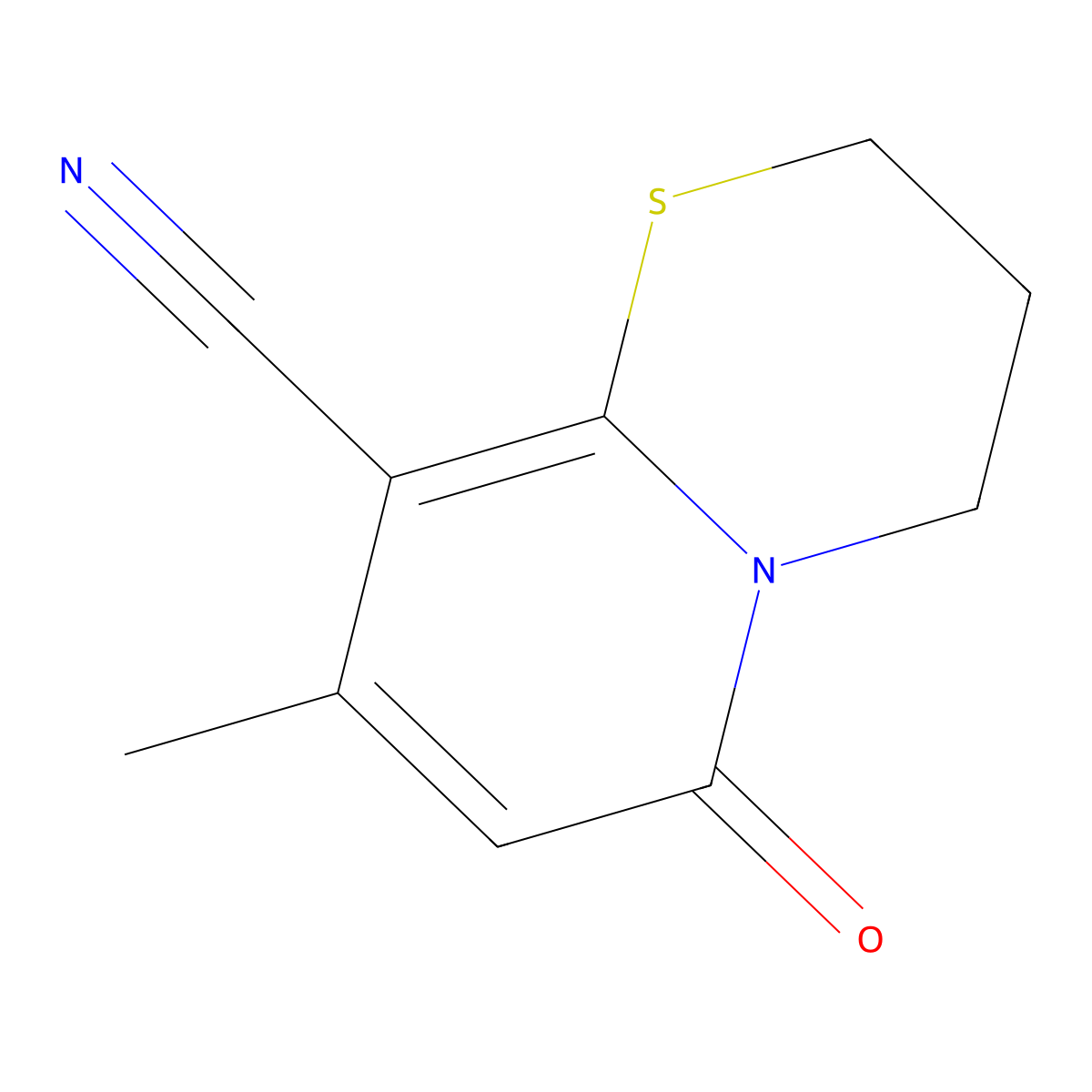 8-methyl-6-oxo-3,4-dihydro-2H-pyrido[2,1-b][1,3]thiazine-9-carbonitrile molecular structure, CAS 384858-51-9