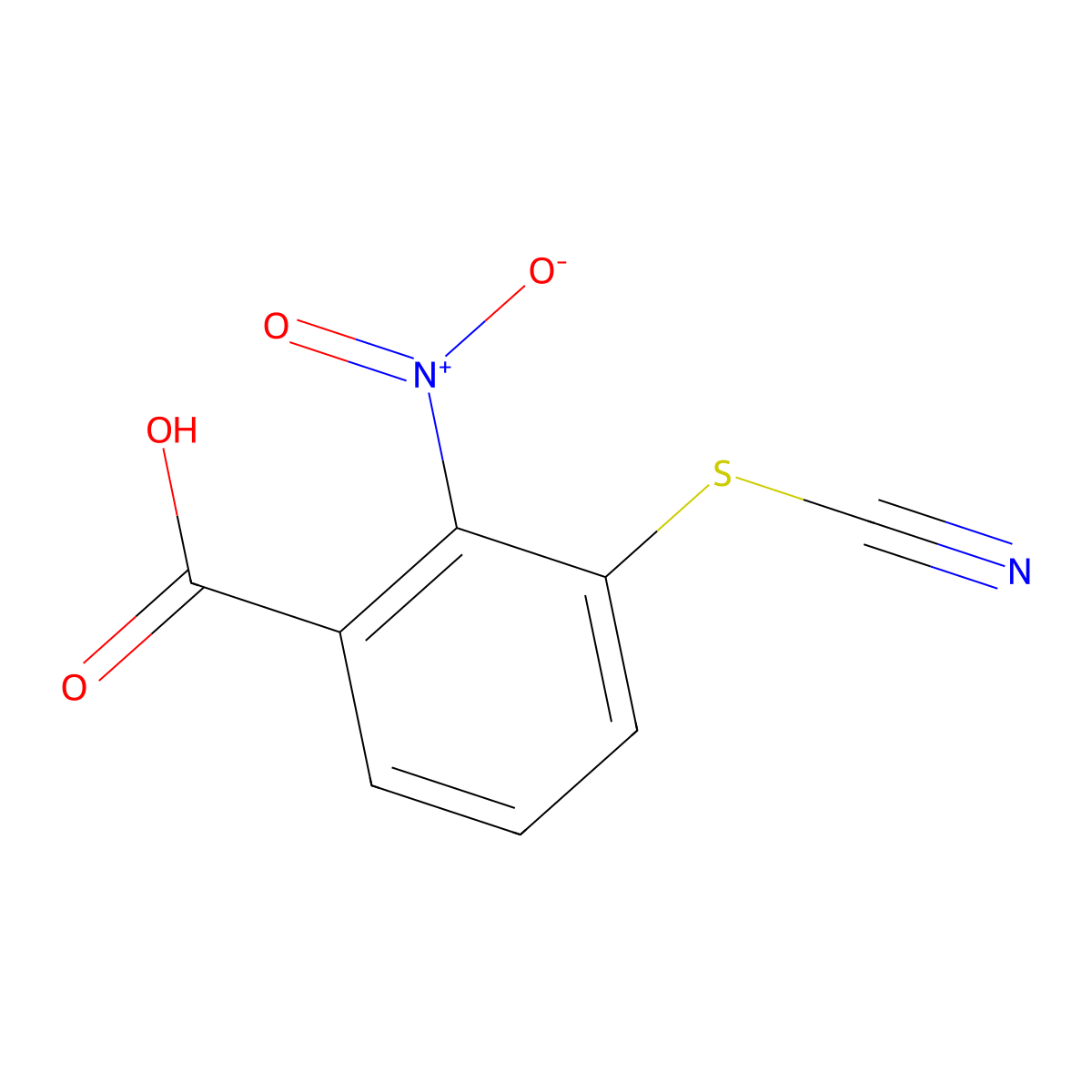 2-Nitro-3-thiocyanatobenzoic acid molecular structure, CAS 384859-00-1