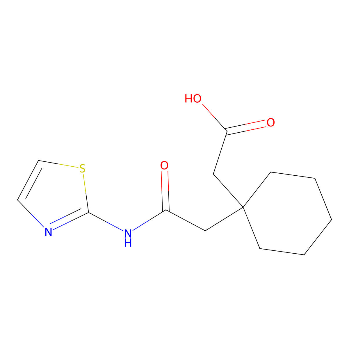 2-(1-{[(1,3-Thiazol-2-yl)carbamoyl]methyl}cyclohexyl)acetic acid molecular structure, CAS 384859-05-6