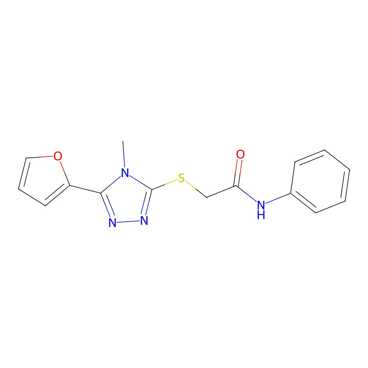 2-{[5-(furan-2-yl)-4-methyl-4H-1,2,4-triazol-3-yl]sulfanyl}-N-phenylacetamide molecular structure, CAS 384859-15-8
