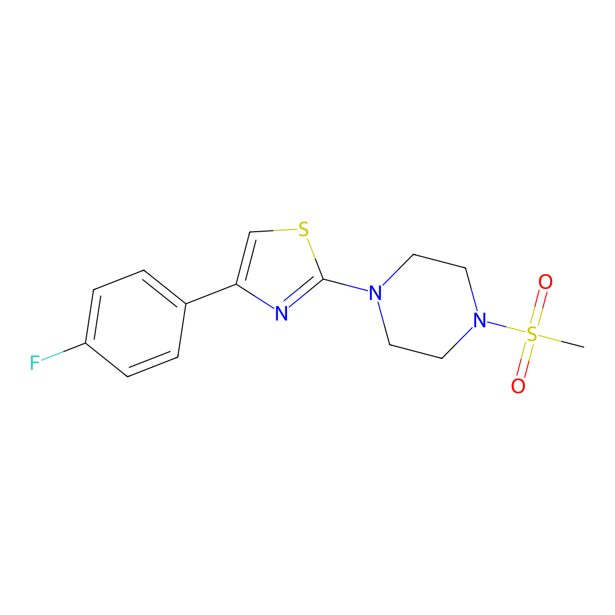 1-[4-(4-Fluoro-phenyl)-thiazol-2-yl]-4-methanesulfonyl-piperazine molecular structure, CAS 384859-21-6