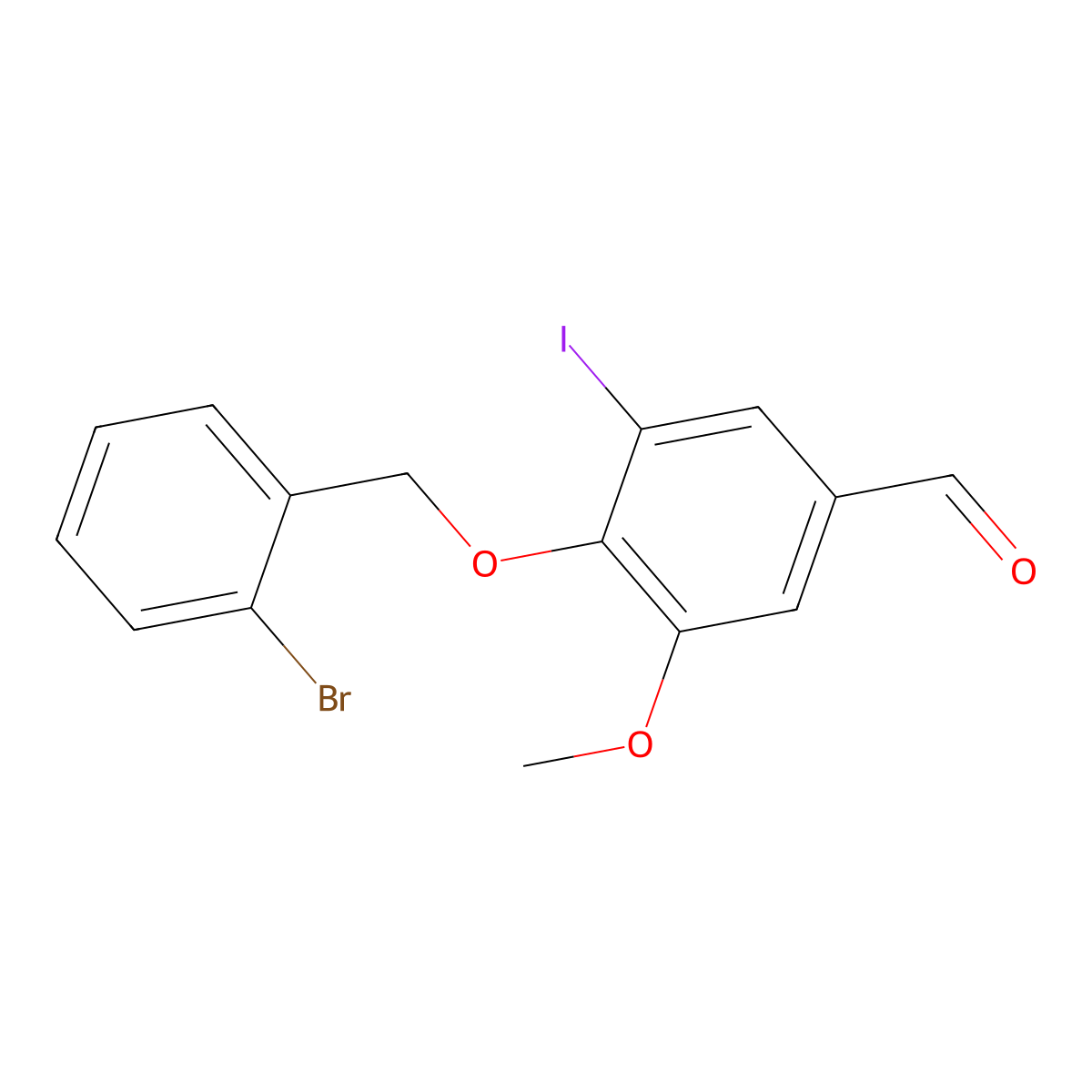 4-[(2-Bromobenzyl)oxy]-3-iodo-5-methoxybenzaldehyde molecular structure, CAS 384859-37-4