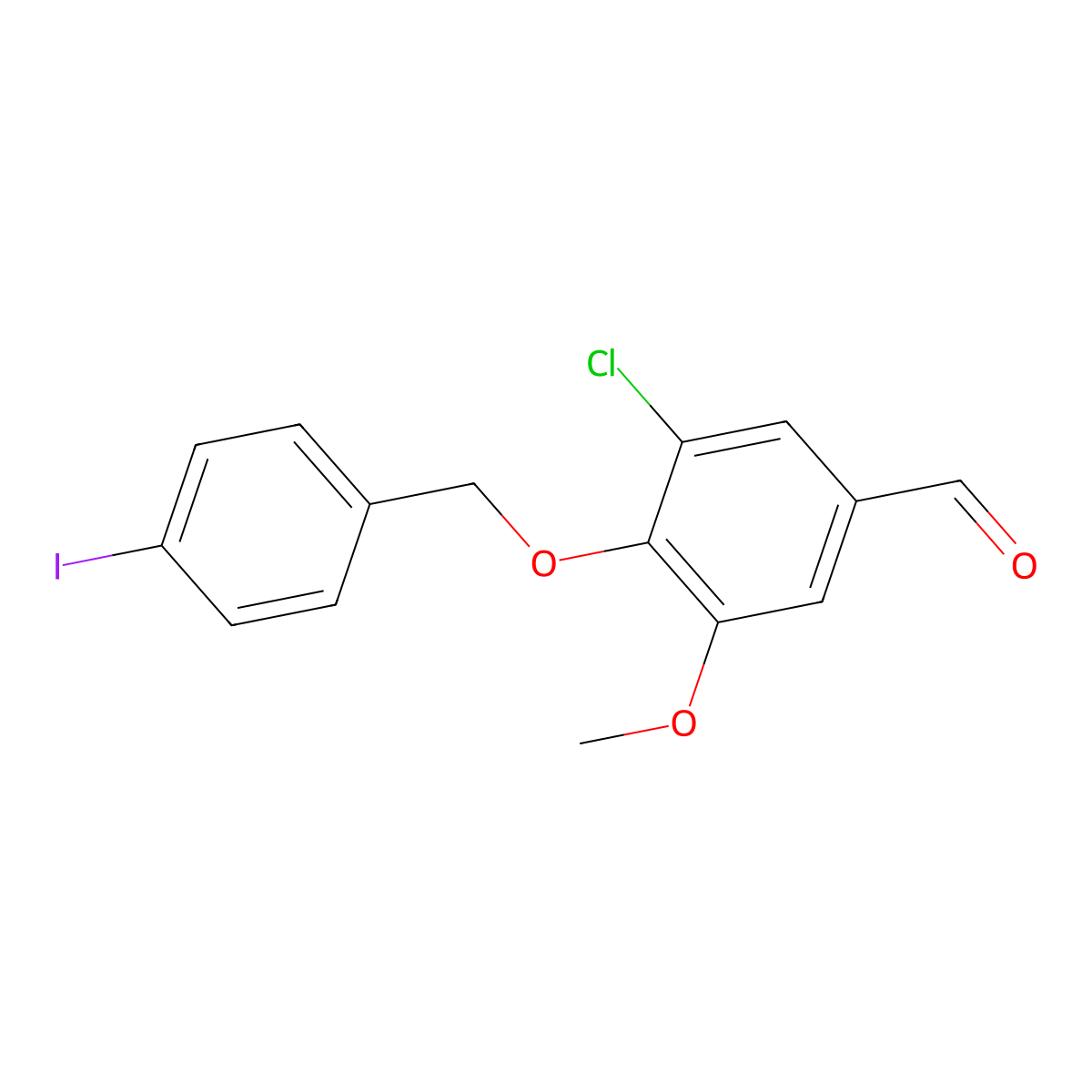 3-Chloro-4-[(4-iodobenzyl)oxy]-5-methoxybenzaldehyde molecular structure, CAS 384859-42-1